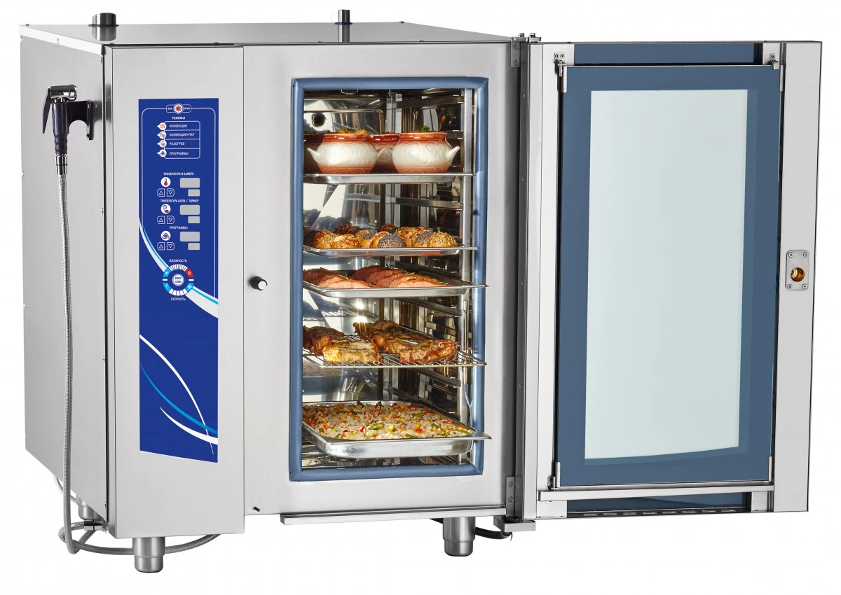 Аппарат паров.-конвект. эл. кух. ПКА 10-1/1ВМ (2) (инжекц., 10 GN 1/1, вся нерж., б/гастр.)