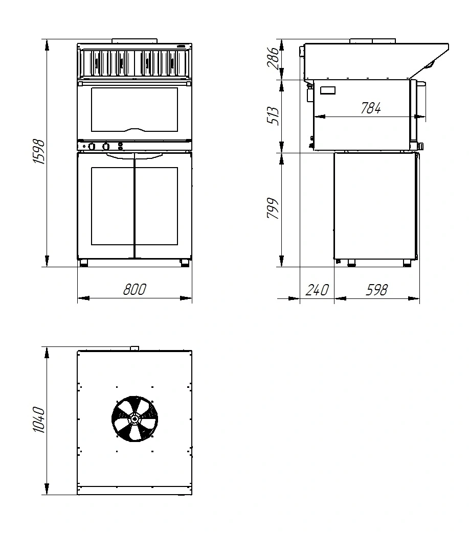 Зонт вытяжной встраиваемый Abat ЗВВ-4-6/4 для печи электр. конвекционной КЭП-4 (800х1040х286 мм) (Приход 2021г.)